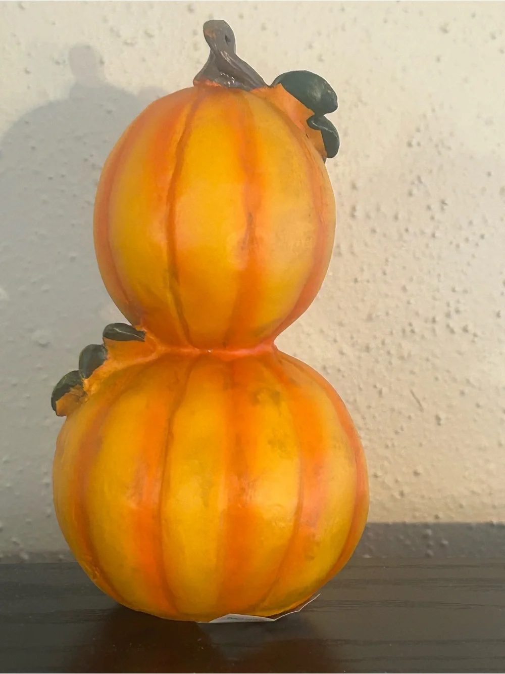 Handcrafted Orange Double-Pumpkin Wooden Figurine Home Art Decoration